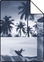 Proefstaal ESTAhome behangpapier foto's van surfers donkerblauw - 138954 - 26,5 x 21 cm