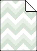 Proefstaal ESTAhome behangpapier zigzag motief mintgroen en wit - 128858 - 26,5 x 21 cm