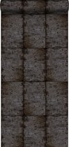 ESTAhome behangpapier zinken platen bruin zwart en grijs - 138880