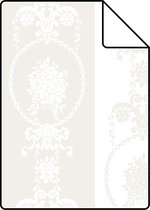 Proefstaal ESTAhome behang barokprint wit en zilver - 136846 - 26,5 x 21 cm