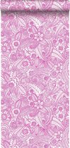 ESTAhome behang bloemtekeningen roze - 148614 - 53 x 1005 cm
