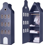 Klokgevel kast Amsterdam. Kast van een Huis. 198/55/55 cm. Donkerblauw: Night.