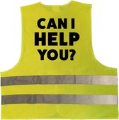 Can i help you hesje geel met reflecterende strepen voor volwassenen - personeel - veiligheidshesjes / veiligheidsvesten