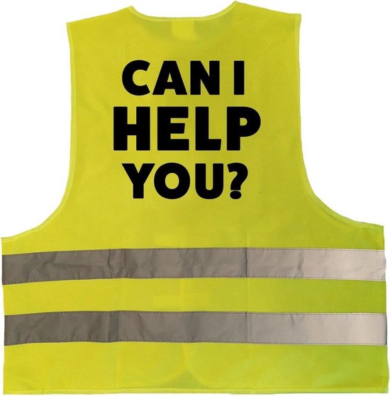 Puis-je vous aider à gilet jaune avec bandes réfléchissantes pour adultes -  Personnel... | bol.com