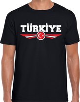 Turkije / Turkiye landen t-shirt met Turkse vlag zwart heren - landen shirt / kleding - EK / WK / Olympische spelen outfit XL