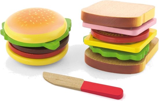 Dressoir zak Aja Viga Toys Speelgoed Sandwich en Hamburget Set | bol.com