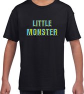 Little monster fun tekst t-shirt zwart kids M (134-140)