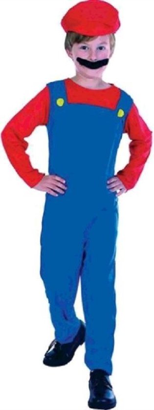 Plombier habiller Mario up costume pour les enfants - robe Carnaval / fantaisie - Dress up - outfit plombier / costume / costume 128-140 - 8-10 ans