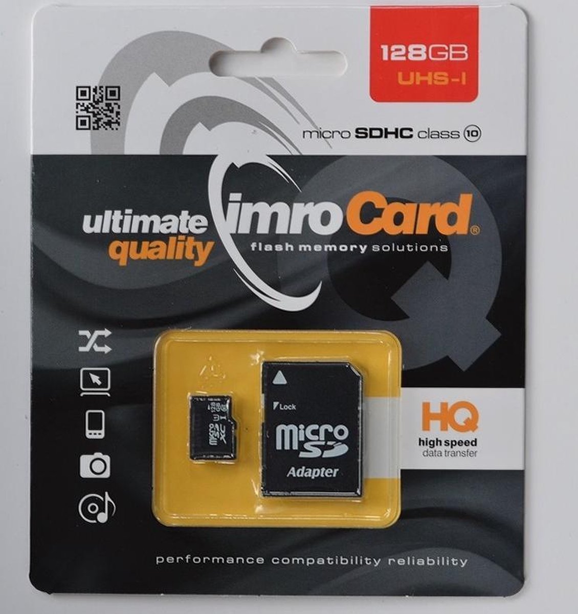 Imro - Micro SD Kaart 128 GB - Geheugenkaart Met Adapter - Class 10 UHS-I