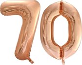 Folieballon nr. 70 Rosé Goud 86cm