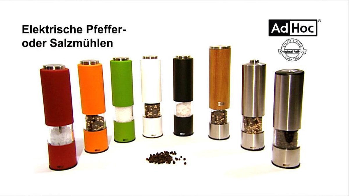Peper- en zoutmolen AdHoc Elektrisch Met LED RVS 19 cm