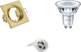 LED Spot Set - GU10 Fitting - Inbouw Vierkant - Mat Goud - Kantelbaar 80mm - Philips - CorePro 830 36D - 4.6W - Warm Wit 3000K