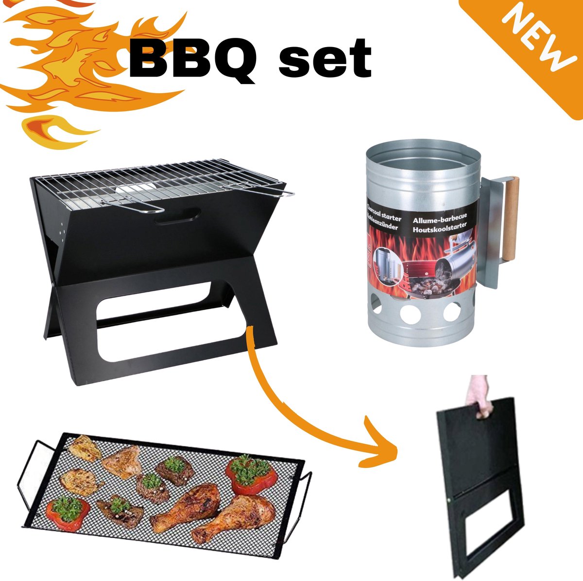 | BBQ|Draagbare houtskoolgrill XL|4 delig Allume barbecue | Allumer barbecue, Barbecue, Allume