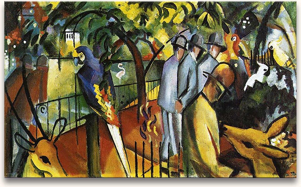 Handgeschilderd olieverfschilderij - olieverf op canvas - August Macke 'Diergaarde'