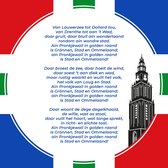 Tegeltje met Groningse vlag, Gronings volkslied en Martinitoren 15x15cm echt keramiek