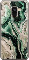 Samsung A8 (2018) hoesje siliconen - Groen marmer / Marble | Samsung Galaxy A8 (2018) case | groen | TPU backcover transparant