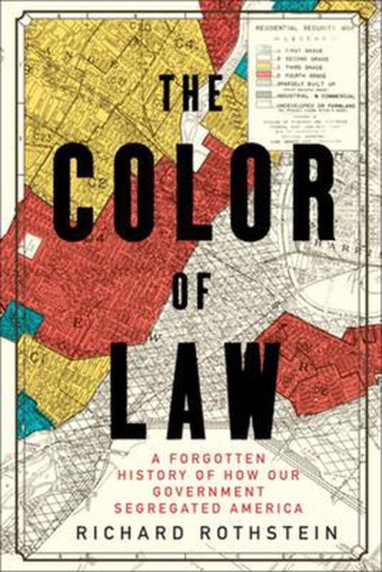 Couverture du livre "The Color of Law" avec une carte montrant des zones rouges et jaunes.