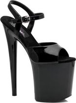 Pleaser Sandaal met enkelband, Paaldans schoenen -37 Shoes- FLAMINGO-809 Paaldans schoenen Zwart