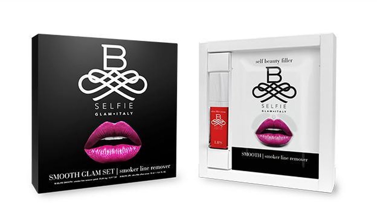 Goedkoopste B-Selfie Smooth Glam Set - Smoker Line Remover Hyaluronic Microneedle Patches 1pc & Lip serum 15ml