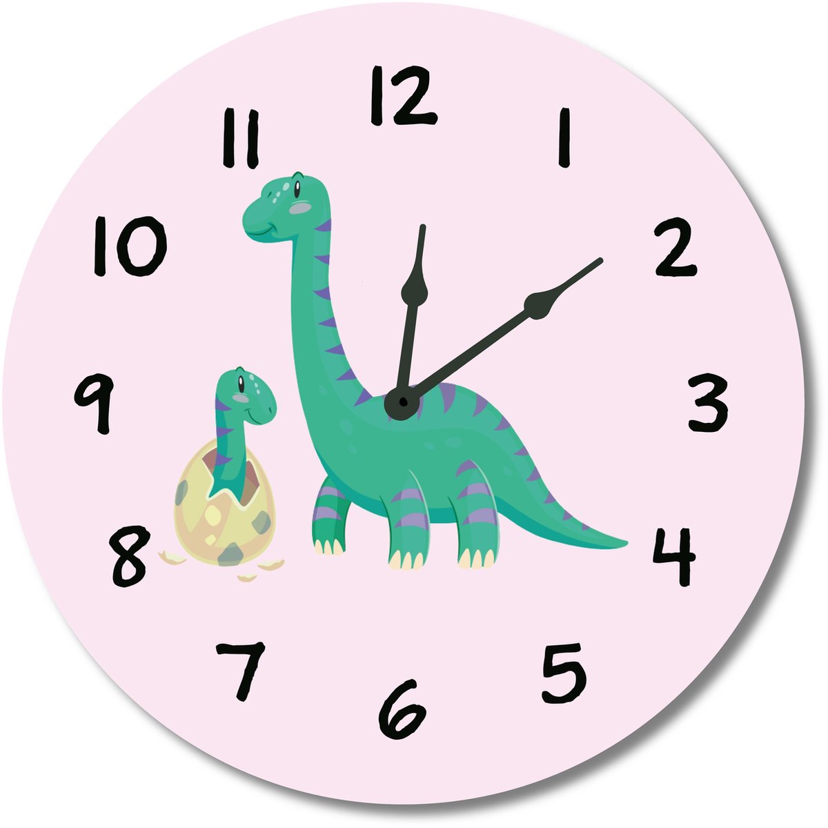 Merkloos Sans marque Kinderklok Dino Dinosaurus roze | STIL UURWERK | dieren wandklok van hout voor kinderkamer en babykamer | decoratie accessoires | STIL UURWERK | meisjes slaapkamer