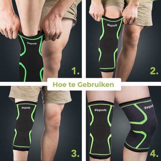 LifeGoods Compressie Knie Brace - 2 stuks - maat L - Elastisch