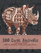 100 Cute Animals - Coloring Book - Moose, Marten, Sloth, Lioness, other