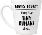 Grindstore Mok/beker Keep The Tiny Humans Alive Latte Wit