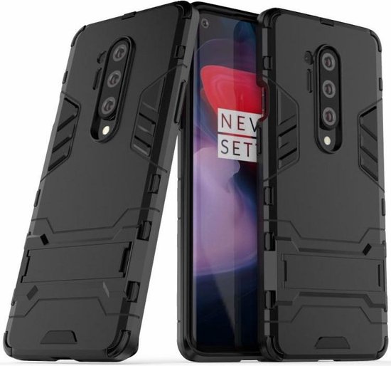 OnePlus 8 Pro Hoesje Shock Proof Back Cover Met Kickstand Zwart bol