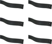 6x Leren handgrepen 'platte greep' - maat L (22,2 x 2,5 cm) - VINTAGE BLACK - incl. 3 kleuren schroefjes (handgreepjes - leren grepen - greepjes - leren lusjes)
