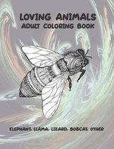 Loving Animals - Adult Coloring Book - Elephant, Llama, Lizard, Bobcat, other