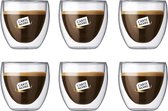 Bodum Theeglazen - Dubbelwandige Koffieglazen - 80 ml - 6 stuks - Carte Noire