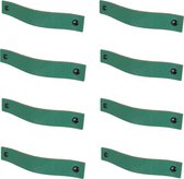 8x Leren handgrepen 'platte greep' - maat S (15,8 x 2,5 cm) - ZEEGROEN - - incl. 3 kleuren schroefjes (handgreepjes - leren grepen - greepjes - leren lusjes)