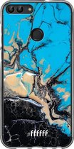 Huawei P Smart (2018) Hoesje Transparant TPU Case - Blue meets Dark Marble #ffffff
