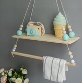 Wandplank - Kinderkamer accessoire – decoratieve houten plank - Muurdecoratie - Mint