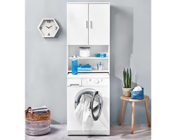 Wasmachinekast - Wit - Badkamerkast - 180CM
