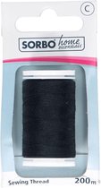Sorbo Home Essentials - zwart naaigaren 200 m - 100% polyester - sterk garen