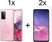 Samsung A91 Hoesje Transparant - Samsung Galaxy A91 Hoesje Transparant Shock Proof Case Hoes - 2x Samsung Galaxy A91 Screenprotector