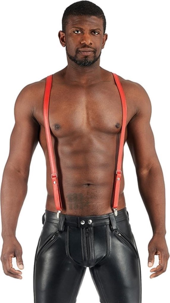 Leren bretels rood