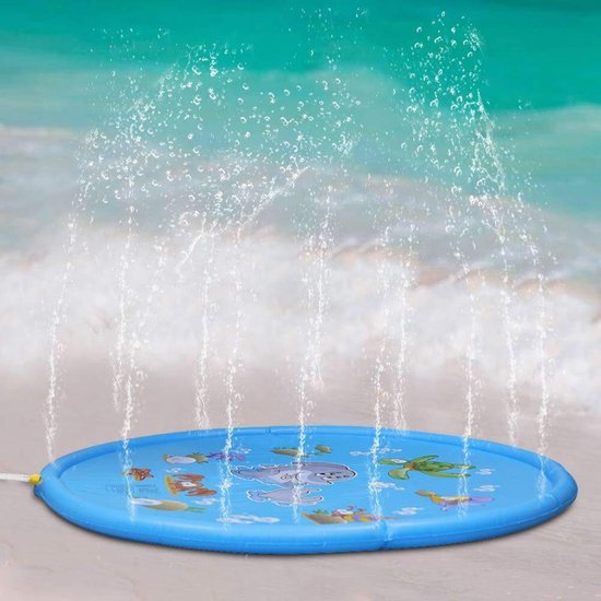 Water splash mat met fontein - Waterspeelgoed - Speelmat - Splashpad - Kinderspeelgoed - Waterpret voor kinderen - Opblaas speelgoed - Honden speelgoed - Hondenmat