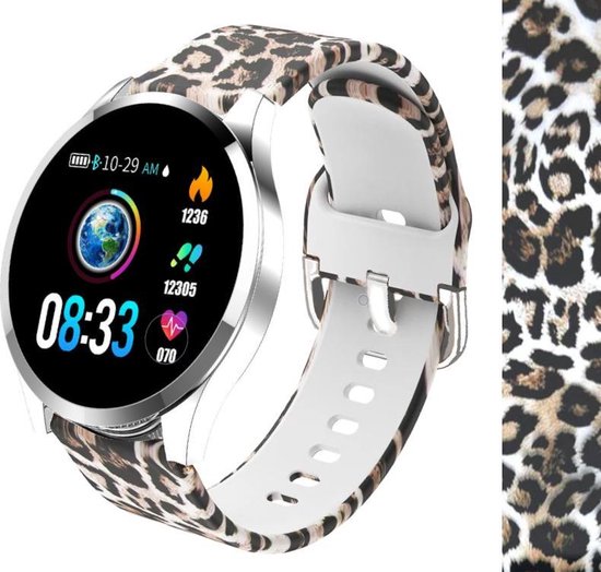 Belesy® BQSiZi1 Panterprint - Limited edition - Smartwatch Dames - Horloge  - 1.3 inch... | bol.com