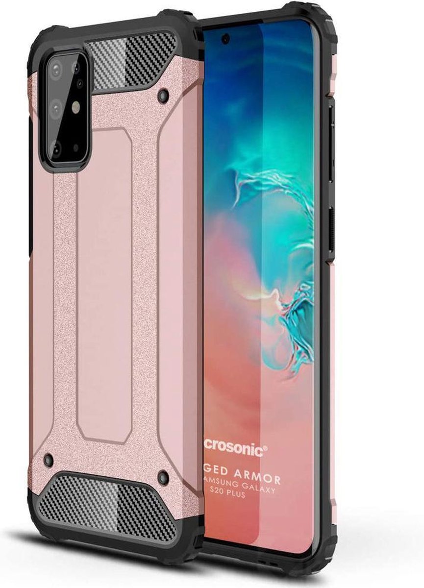 Hoesje Geschikt voor: Samsung Galaxy S20 Plus Armor Hybrid - Rose goud