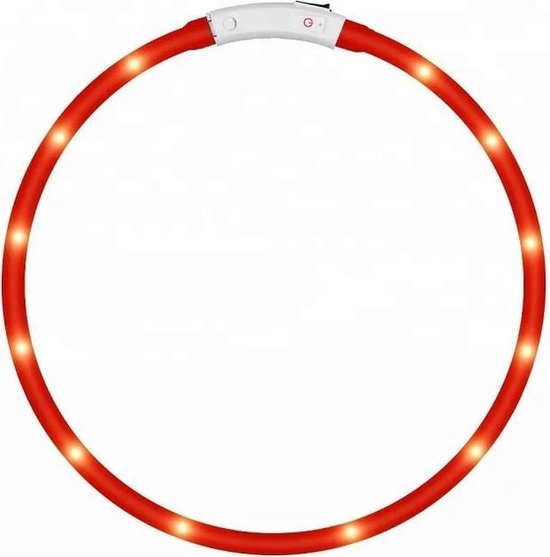 LOUZIR LED Honden halsband - Rood - 20 - 70 cm - USB Oplaadbaar
