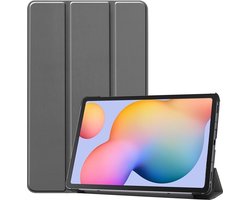 Hoes Geschikt voor Samsung Galaxy Tab S6 Lite Hoes Book Case Hoesje Trifold Cover - Hoesje Geschikt voor Samsung Tab S6 Lite Hoesje Bookcase - Grijs