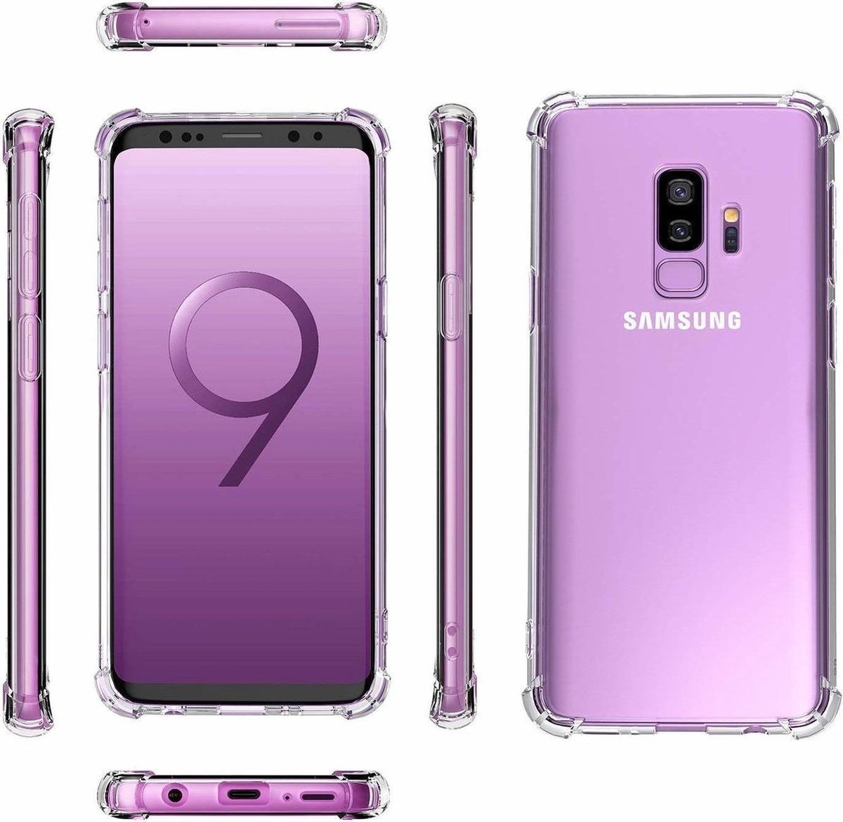 Samsung Galaxy S9 plus transparante siliconen hoesje / Doorzichtige Samsung S9 plus achterkant met uitgestoken hoeken / anti schok / anti shock
