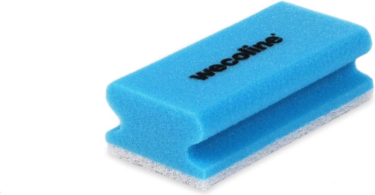 Goedkoopste Schuurspons met grip - Blauw/wit - 10 stuks - Wecoline
