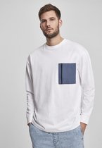 Urban Classics Longsleeve shirt -XL- Boxy Big Contrast Pocket Wit