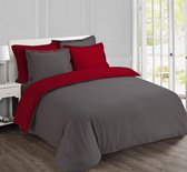 VISION Home - Tweezijdig omkeerbaar Dekbedovertrek - 155x220cm - Antraciet/Rood