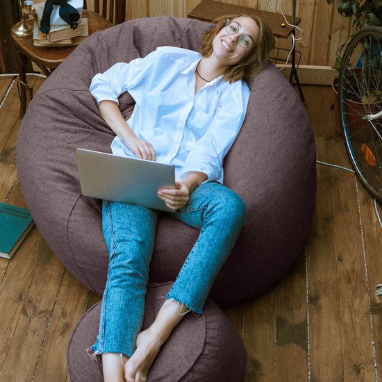 Lumaland Comfort Line Indoor Poef Beanbag Hocker Stool - 45cm x 25cm - Donkergrijs