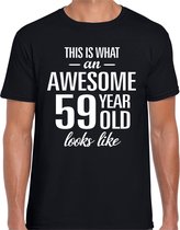 Awesome 59 year - geweldig 59 jaar cadeau t-shirt zwart heren -  Verjaardag cadeau XXL