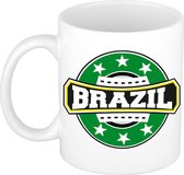 Brazil / Brazilie embleem theebeker / koffiemok van keramiek - 300 ml - Brazilie landen thema - supporter beker / mokken